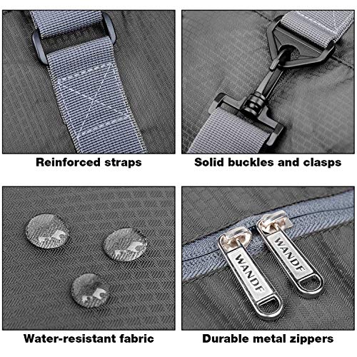 WANDF Foldable Personal Item Travel Bag, Carry on Duffle Bag - color: A-Grey 40L
