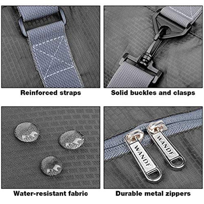 WANDF Foldable Personal Item Travel Bag, Carry on Duffle Bag - color: A-Grey 40L
