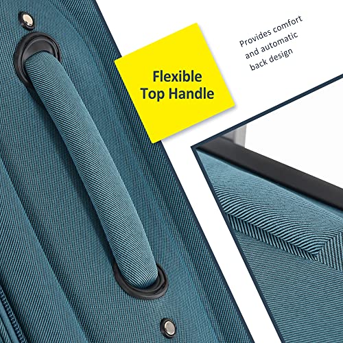 GDFStudio 3 Piece Softside Luggage Set Expandable Spinner Suitcases with TSA Lock,Lightweight Travel Luggage Set 22/26/30 Inch Upright Rolling Suitcases with Wheels, Durable Polyester Carry On, Green - color: Green(22/26/30inch), size: 22/26/30In
