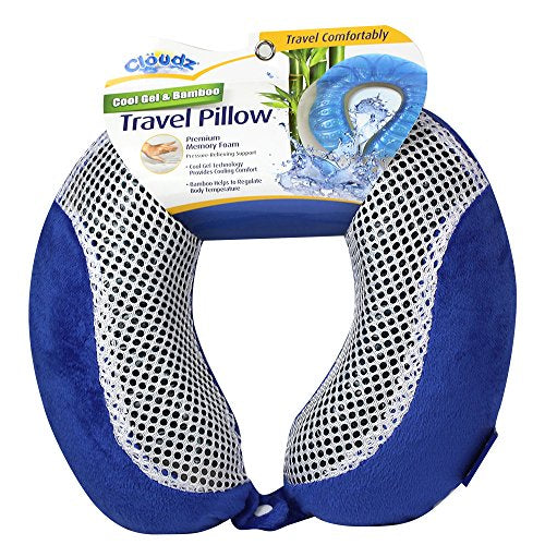 Cloudz Comfort Gel Memory Foam Travel Neck Pillow - Blue - color: Blue