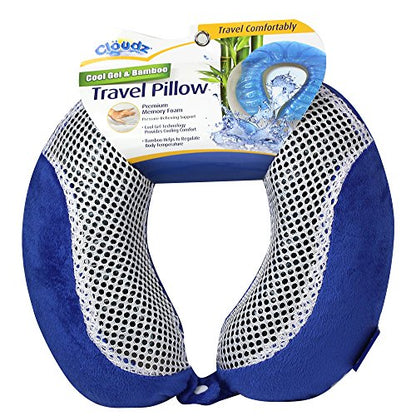 Cloudz Comfort Gel Memory Foam Travel Neck Pillow - Blue - color: Blue