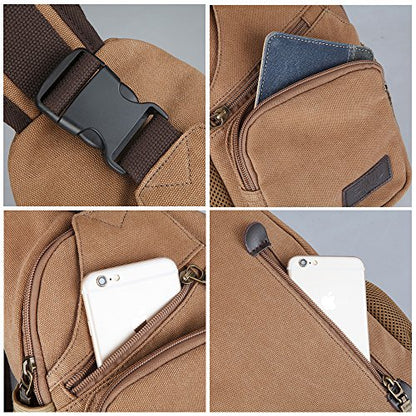 SIMU Canvas Shoulder Bag for iPad Mini, Crossbody Chest Sling Backpack - color: Grey
