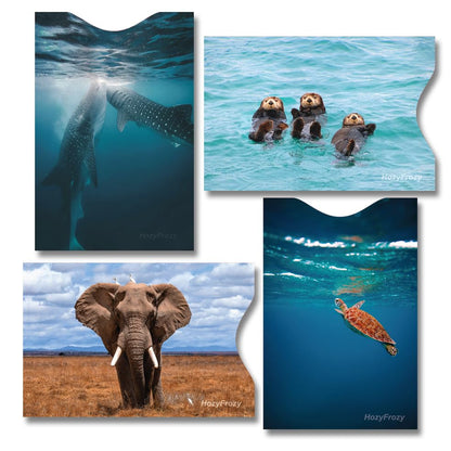 RFID Blocking Card Sleeves 8 Pack, Easy-to-Identify Credit Card Protector with Premium Wildlife Photography Designs, Slim RFID Wallet Sleeves for Credit, Debit & ID Cards, Anti-Theft Protection