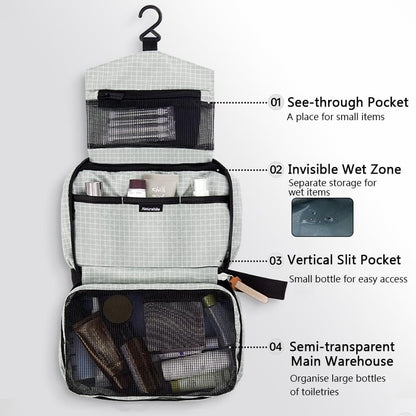 windhike Naturehike Hanging Toiletry Bag for Men Women, Water-Resistant - color: Grey-L
