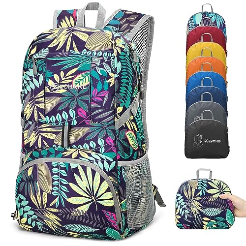 ZOMAKE Lightweight Packable Backpack 35L, Water Resistant Foldable Day Pack - color: D-leaf Print