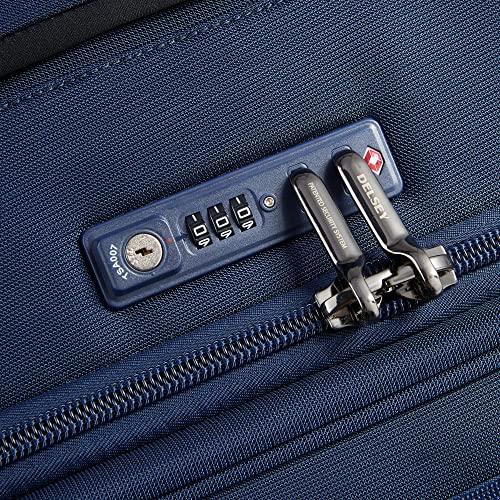DELSEY PARIS Helium DLX, 25 Inch Checked-Medium Softside Luggage, Navy Blue - color: Navy Blue, size: Checked-Medium 25 Inch