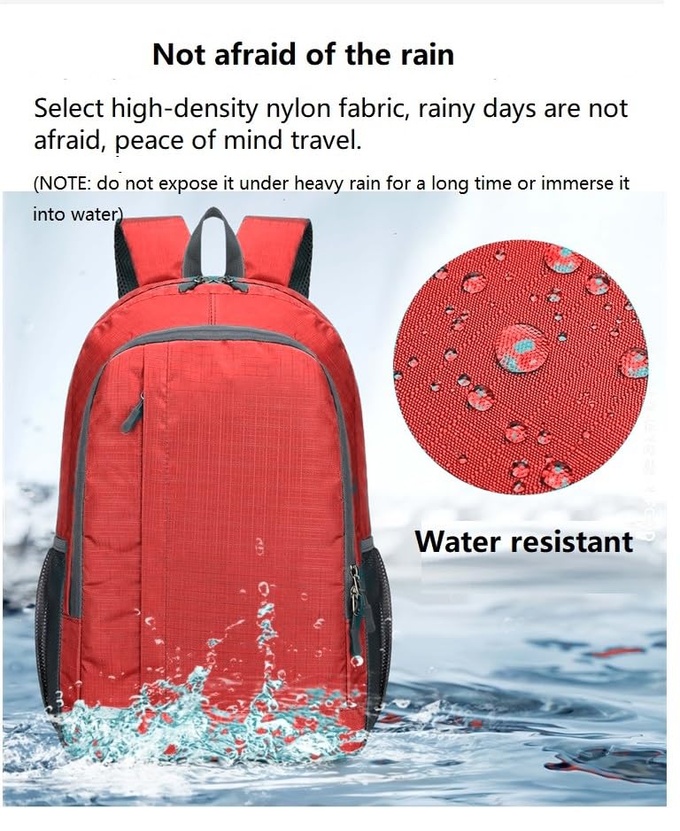 Ultra Packable Hiking Backpack, Foldable Travel Daypack, 25L - color: Red