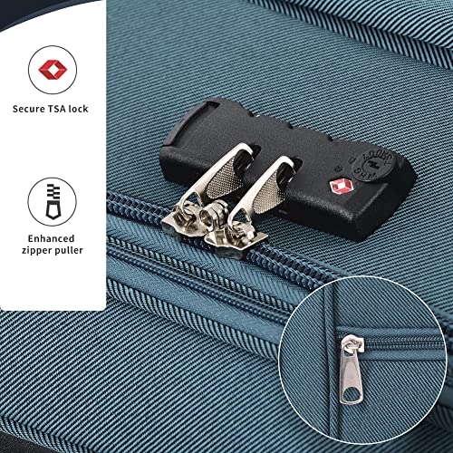 Merax Softside Luggage Set Softshell Lightweight 3 Piece Spinner Suitcase - color: Blue Green, style: Softside Luggage(22/26/30)