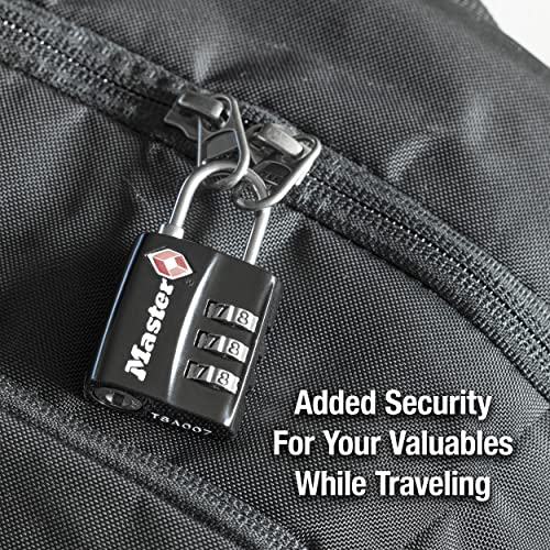 Master Lock TSA Approved Luggage Lock Black Backpack Lock 3-Pack 4680BLKEC3 - size: 3 Pack