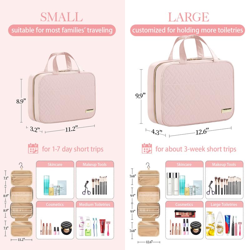 HOTOR Hanging Travel Toiletry Bag Women Men Essentials Pale Pink - color: Pale Pink, size: Large