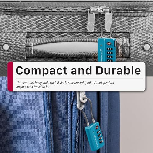Fosmon TSA Approved Luggage Locks, 4 Digit Combination Cable Travel Lock for Suitcase & Backpack, Heavy Duty Metal Body Padlock with Open Alert Indicator (Blue, 2 Pack) - color: Blue 2 pack