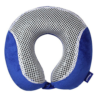 Cloudz Comfort Gel Memory Foam Travel Neck Pillow - Blue - color: Blue