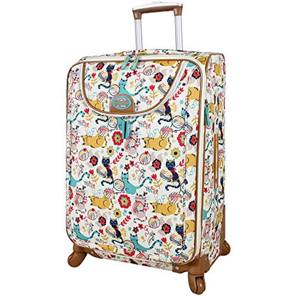 Lily Bloom Design Pattern 28" Luggage Softside Expandable With Double Spinner Wheels, Large Lightweight Suitcase Checked Bag For Women - color: Furry Friends