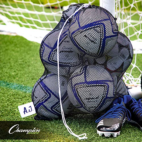 Champion Sports 메시 장비 가방 - 잠금 장치 및 ID 태그가 있는 튼튼한 나일론 드로스트링 백, 공, 수영 장비, 세탁 및 장난감을 위한 통기성 있는 보관 가방, 다양한 크기 및 색상 - color: 골드., size: 24" x 36"