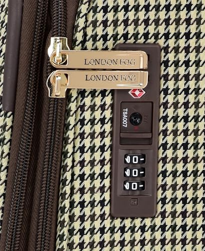 London Fog Cambridge 29" Expandable Spinner Softside Suitcase, Olive Houndstooth