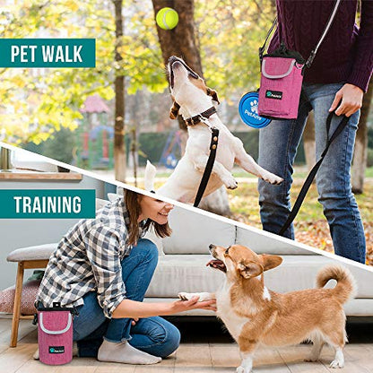 PetAmi Dog Treat Pouch, Large Hands-Free Training Bag, Pink - color: Pink