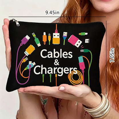 Cable and Charger Storage Bag - Versatile Travel Organizer for Chargers, Cables, Electronic Devices-Black4 - color: Black4