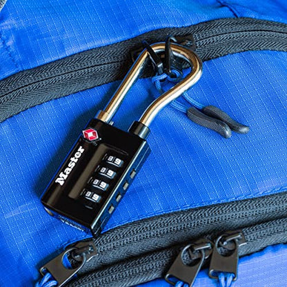 Master Lock Padlock, Set Your Own Combination TSA Accepted Luggage Lock, 1-5/16 in. Wide, 4696D, Black - size: 1 Pack