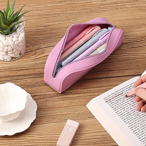 Mr. Pen- Silicone Pencil Case, Aesthetic Pencil Bag for Women, Makeup Pouch - color: Dusty Pink
