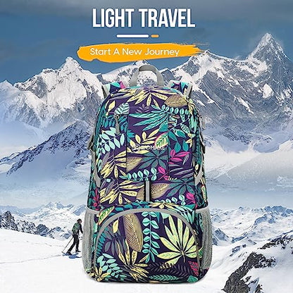 ZOMAKE Lightweight Packable Backpack 35L, Water Resistant Foldable Day Pack - color: D-leaf Print