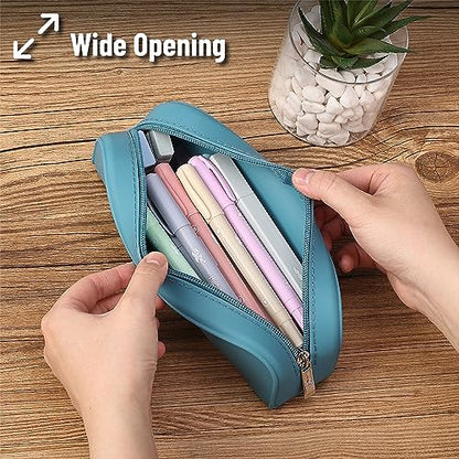Mr. Pen- Silicone Pencil Case, Aesthetic Pencil Bag for Women, Makeup Pouch - color: Teal