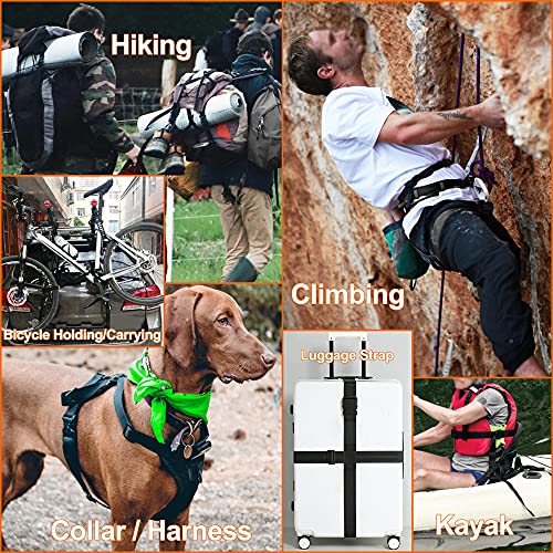 2" Straps and Buckles Set: 6 Yard Nylon Webbing 2 inch (50 mm) Wide, 4 Pack Side Release Buckle, 8 pcs Tri-Glide Sliders, Plastic Clip Quick Fasteners Replacement Heavy Duty Dual Adjustable No Sew - size: 2" x 6 yd Strap + 4 pack Buckles