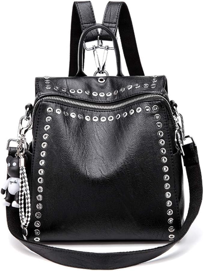 Convertible Backpack Purse Women - Fashion Tote Backpack, Shoulder Bag, Black Travel Backpack for College, Work, Casual