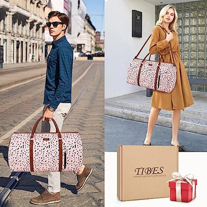 Convertible 2-in-1 Garment Bags for Travel with Waterproof Shoe Compartment - color: E-Pink Leopard