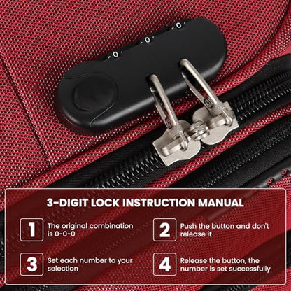 20'' Carry on Luggage,Softside Suitcase,Expandable 15% | Waterproof Suitcase,Combination LOCK,Luggage w/Double Spinner Wheels,Durable Rolling Suitcases for Men/Women(20in,Red) - color: Red, size: Carry-On 20-Inch