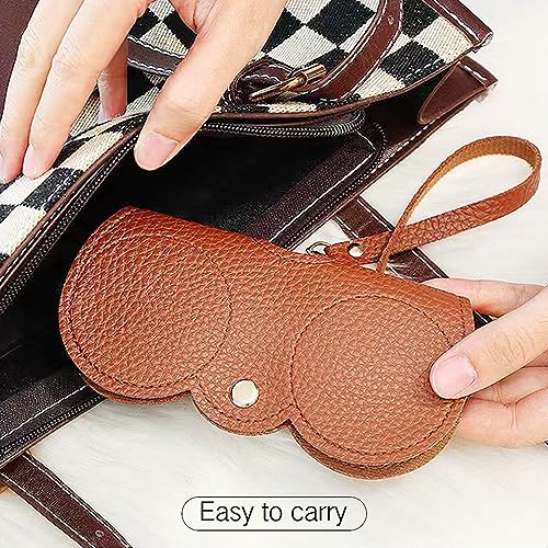 PERFECTSIGHT Hard Shell Eyeglasses Case, Kawaii Protective Glasses Case for Kids, Cute Eyeglass Case for Women Men Girls - color: Brown+orange