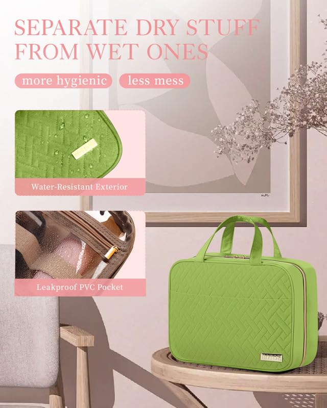 HOTOR Hanging Travel Toiletry Bag Women Men Essentials Avocado Green - color: Avocado Green, size: Medium