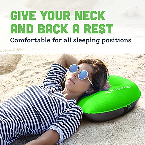 Camping Pillow with Removable Cover, Ultralight Portable Compact Inflatable Pillow for Neck Lumbar Support, Compressible Pillow for Hiking, Beach, Hammock, and Backpacking Gear