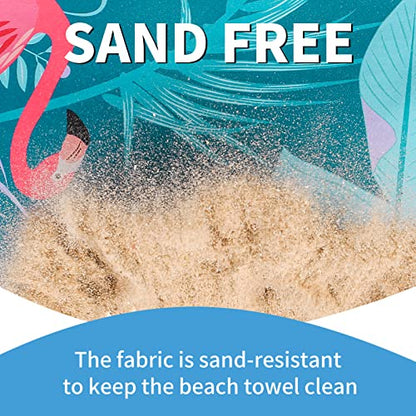 Microfiber Beach Towel Oversized 71x32 Flamingo with Bag 2 Pack - color: 2 Pack Flamingo Toucan