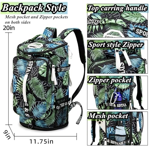 Gym Duffle Bag Backpack,4‑Way Waterproof with Shoe Compartment Travel Hiking Laptop - color: Bronze