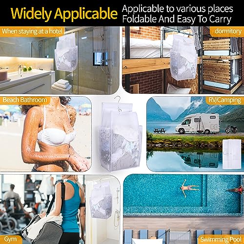 Hanging Collapsible Breathable Mesh Laundry Hamper,Fast Drying Portable Space Saving Storage Bag,Rv Laundry Hamper,Applied to College Dorm Rooms, Gym, Swimming and RV Travel (White) - color: White