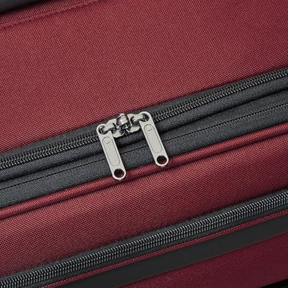 DELSEY PARIS Sky Max 3.0, 24 Inch Checked-Medium Luggage, Burgundy | Checked-In Suitcase, Softside, Lightweight Durable Construction, Double Spinner Wheels, Soft Touch Carry handle - color: Burgundy, size: Checked-Medium, 24 Inch