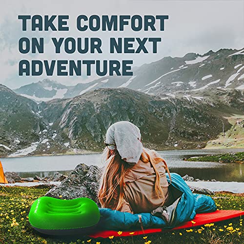 Camping Pillow with Removable Cover, Ultralight Portable Compact Inflatable Pillow for Neck Lumbar Support, Compressible Pillow for Hiking, Beach, Hammock, and Backpacking Gear