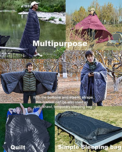 iClimb 3M Thinsulate Insulation Warm Camping Blanket Ultralight Compact - color: Black, size: 72.8” × 55”, 1.52 lb