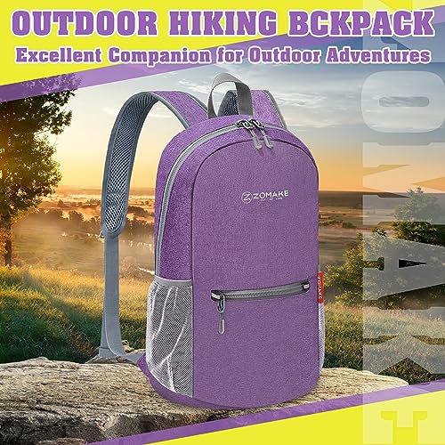ZOMAKE Lightweight Packable Backpack, 10L Small Foldable Daypack for Hiking - color: Light Purple A5, size: 10L
