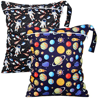 Shappy 2 Pack Wet Dry Bag Travel Laundry Waterproof,Unicorn - style: Astronaut