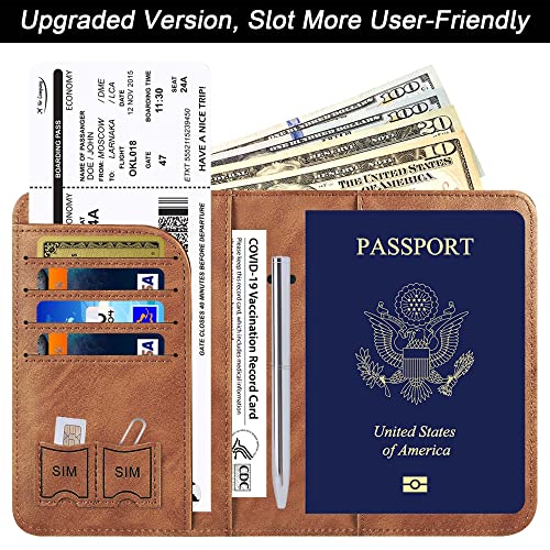 LOHASLIFE Passport Holder for Travel, Rfid Blocking Passport Cover Wallet - color: 116#Brown