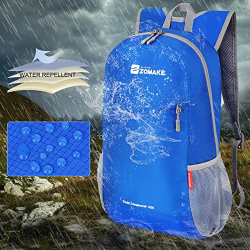 ZOMAKE Lightweight Packable Backpack 20L, Foldable Small Daypack for Hiking - color: Dark Blue
