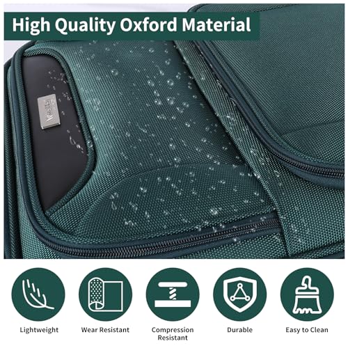 WireHot 3-Piece Softside Expandable Luggage Set, Dark Green, 20in/24in/28in - color: Dark Green