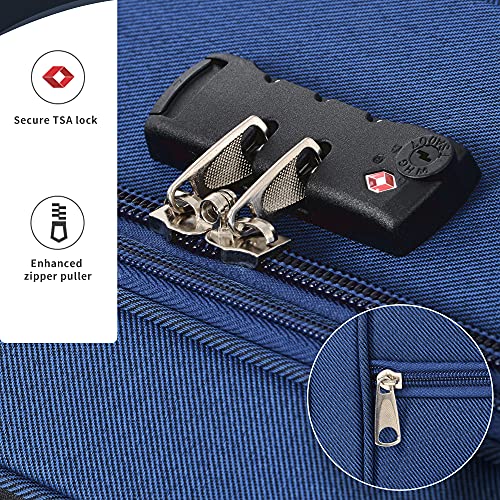 Merax Softside Luggage Set Softshell Lightweight 3 Piece Spinner Suitcase - color: Blue, style: Softside Luggage(22/26/30)