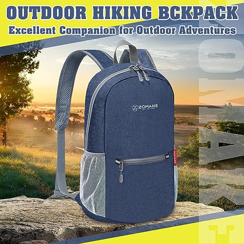 ZOMAKE Lightweight Packable Backpack, 10L Small Foldable Daypack for Hiking - color: Navy Blue A5, size: 10L