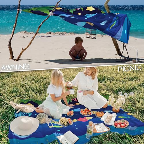 Beach Blanket Waterproof Sandproof 78''X81''/78''X110'' Large Beach Towel - color: Undersea, size: 78''X110"