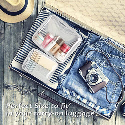 3pcs Crystal Clear Cosmetic Bags TSA Approved Travel Makeup Toiletry Bag - color: 3pcs White-1 large, 1 medium, 1 small, size: 1 large, 1 medium, 1 small