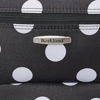 Rockland Fashion Softside Upright Luggage Set,Expandable, Telescopic Handle, Wheel, Black Dot, 2-Piece (14/19) - color: Black Dot, size: 2 Piece (19"/14" Tote)