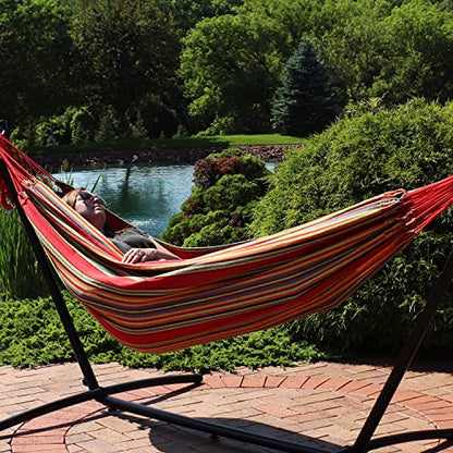 Sunnydaze Brazilian Double Hammock Without Stand, Portable, Sunset - color: Sunset