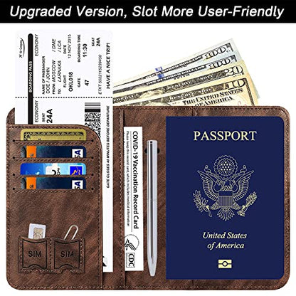 LOHASLIFE Passport Holder for Travel, Rfid Blocking Passport Cover Wallet - color: 116#Coffee